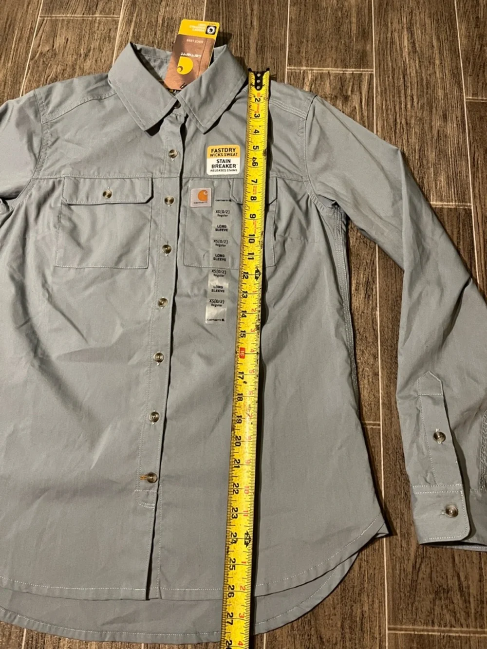 Carhartt Womens Ridgefield Shirt Stain Breaker Blue Long Sleeve XS 0/2 NEW - Picture 7 of 7